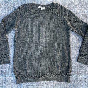 Say What Women Sweater Gray Long Sleeve Crew Neck Sweater made in USA Size L